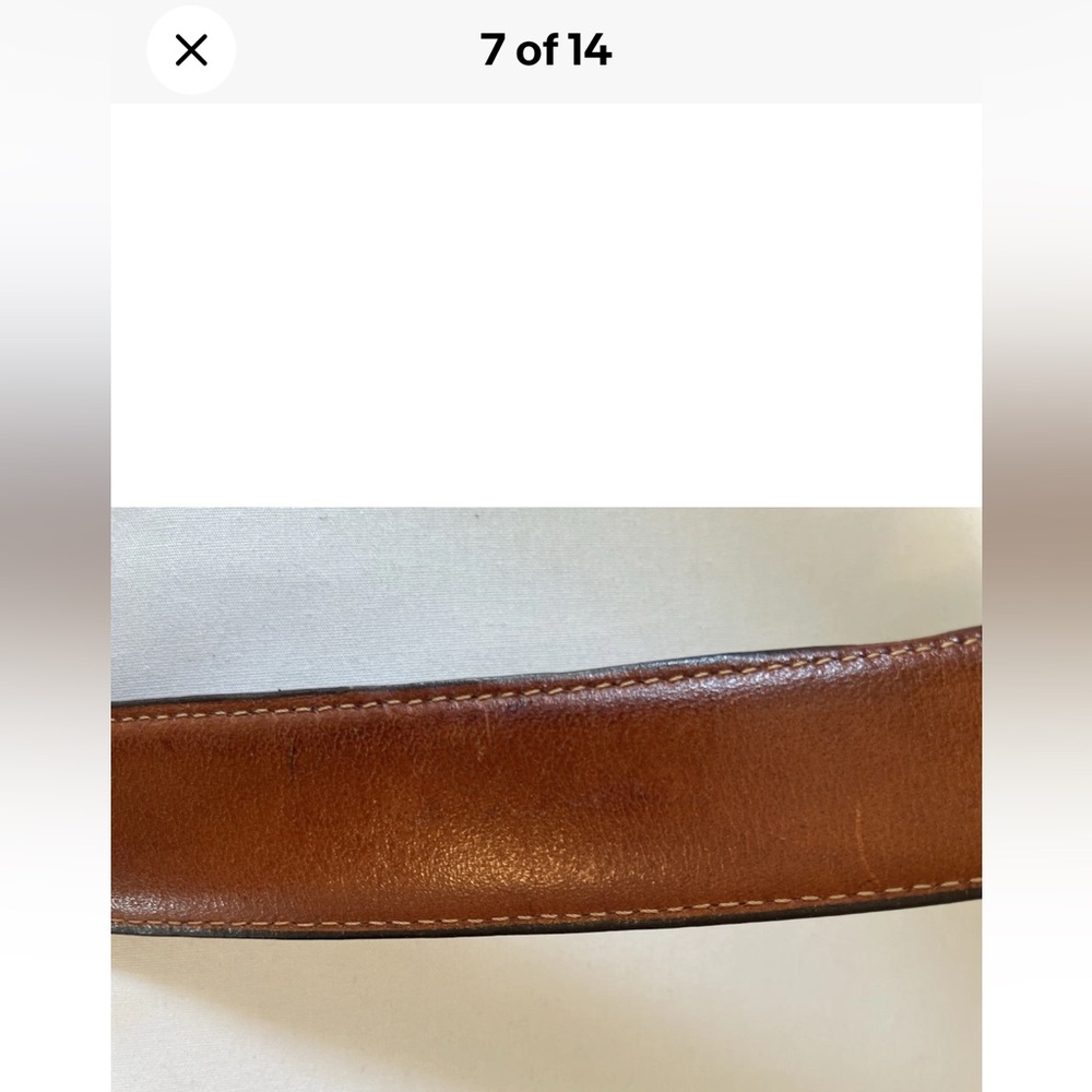 COACH Authentic Glove Leather Belt Mens Sz 34 85 Honey Brown Brass Buckle 7603 - Picture 7 of 13